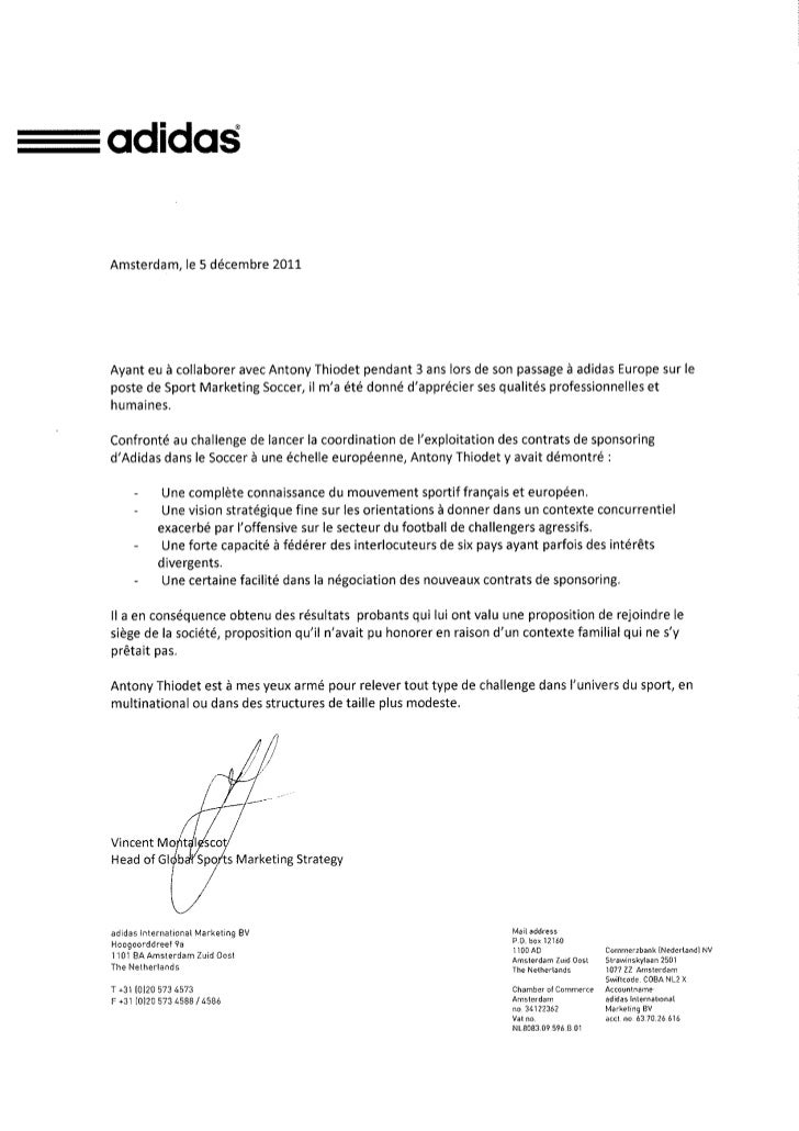 Courrier recommandation adidas