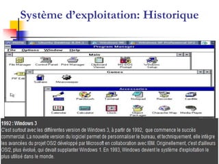 Système d’Exploitation
‫التشغيل‬ ‫نظام‬
Système d’exploitation: Historique
 