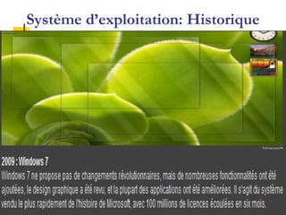 Système d’Exploitation
‫التشغيل‬ ‫نظام‬
Système d’exploitation: Historique
 