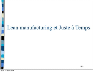 183
Lean manufacturing et Juste à Temps
jeudi 14 avril 2011
 