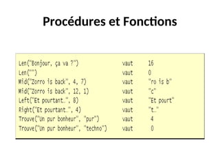 Procédures et Fonctions
 