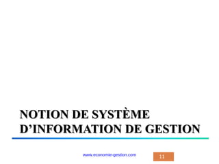 NOTION DE SYSTÈME
D’INFORMATION DE GESTION
11
www.economie-gestion.com
 