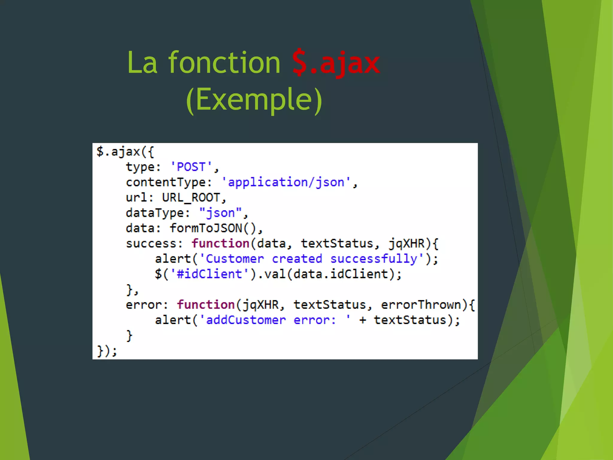 La fonction $.ajax
(Exemple)
 