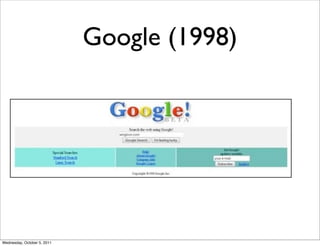 Google (1998)




Wednesday, October 5, 2011
 