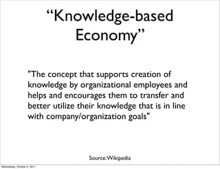 “Knowledge-based
                                Economy”

                    "The concept that supports creation of
    ...