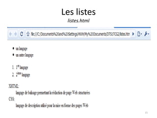 Les listes 
listes.html 
15 
 