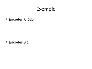 Exemple
• Encoder 0,625
• Encoder 0,1
 