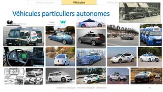 Protocoles
Véhicules particuliers autonomes
Guillaume Costeseque - Transports intelligents - 09/03/2020 48
Infrastructures Véhicules
 