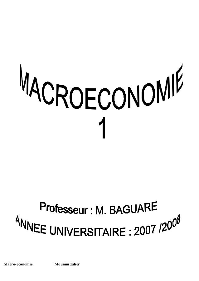 Cours Macroeconomie - 