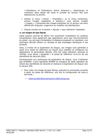 Cours Microsoft Windows 2003 Server 1ere Partie 6 Mars 2008