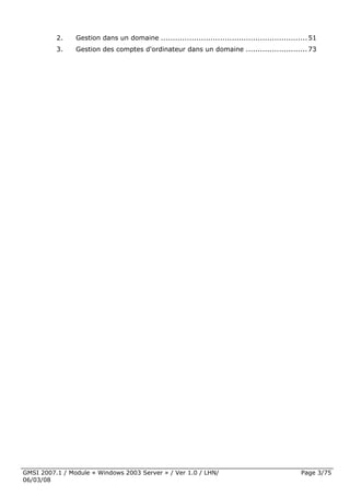 Cours Microsoft Windows 2003 Server 1ere Partie 6 Mars 2008
