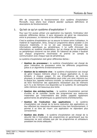 Cours Microsoft Windows 2003 Server 1ere Partie 6 Mars 2008