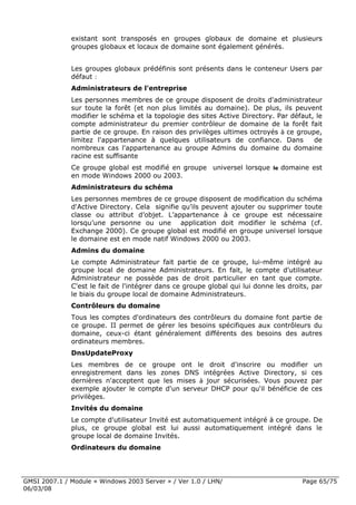 Cours Microsoft Windows 2003 Server 1ere Partie 6 Mars 2008