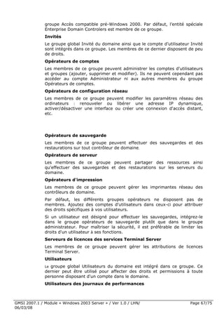 Cours Microsoft Windows 2003 Server 1ere Partie 6 Mars 2008