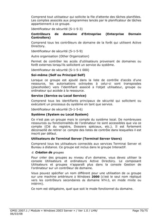 Cours Microsoft Windows 2003 Server 1ere Partie 6 Mars 2008