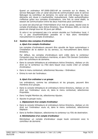 Cours Microsoft Windows 2003 Server 1ere Partie 6 Mars 2008