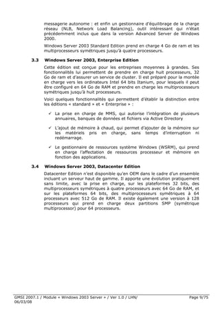 Cours Microsoft Windows 2003 Server 1ere Partie 6 Mars 2008