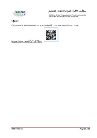 DRIF/CDC-GC Page 26 /153
Quiz :
Cliquer sur le lien ci-dessous ou scanner le QR code avec votre Smart phone
https://qruiz.net/Q/?b972ac
 