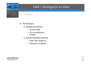 Occlusions vasculaires retiniennes
