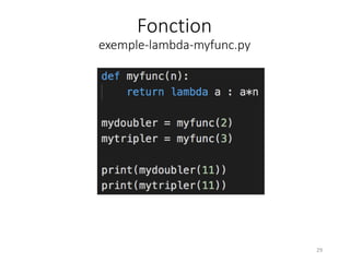 Fonction
exemple-lambda-myfunc.py
29
 