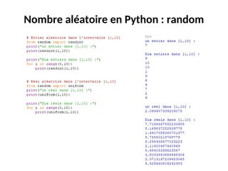 Nombre aléatoire en Python : random
 