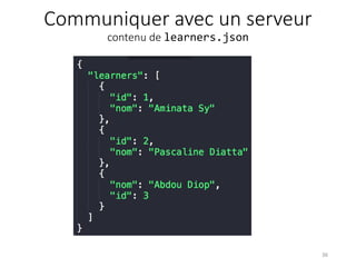 Communiquer avec un serveur
contenu de learners.json
36
 