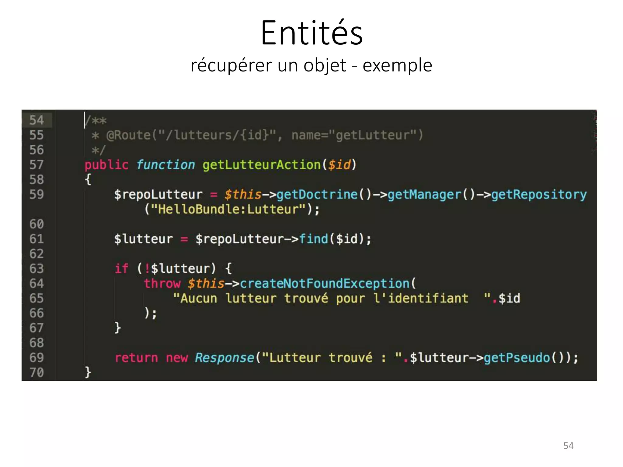 Entités récupérer un objet - exemple 54 