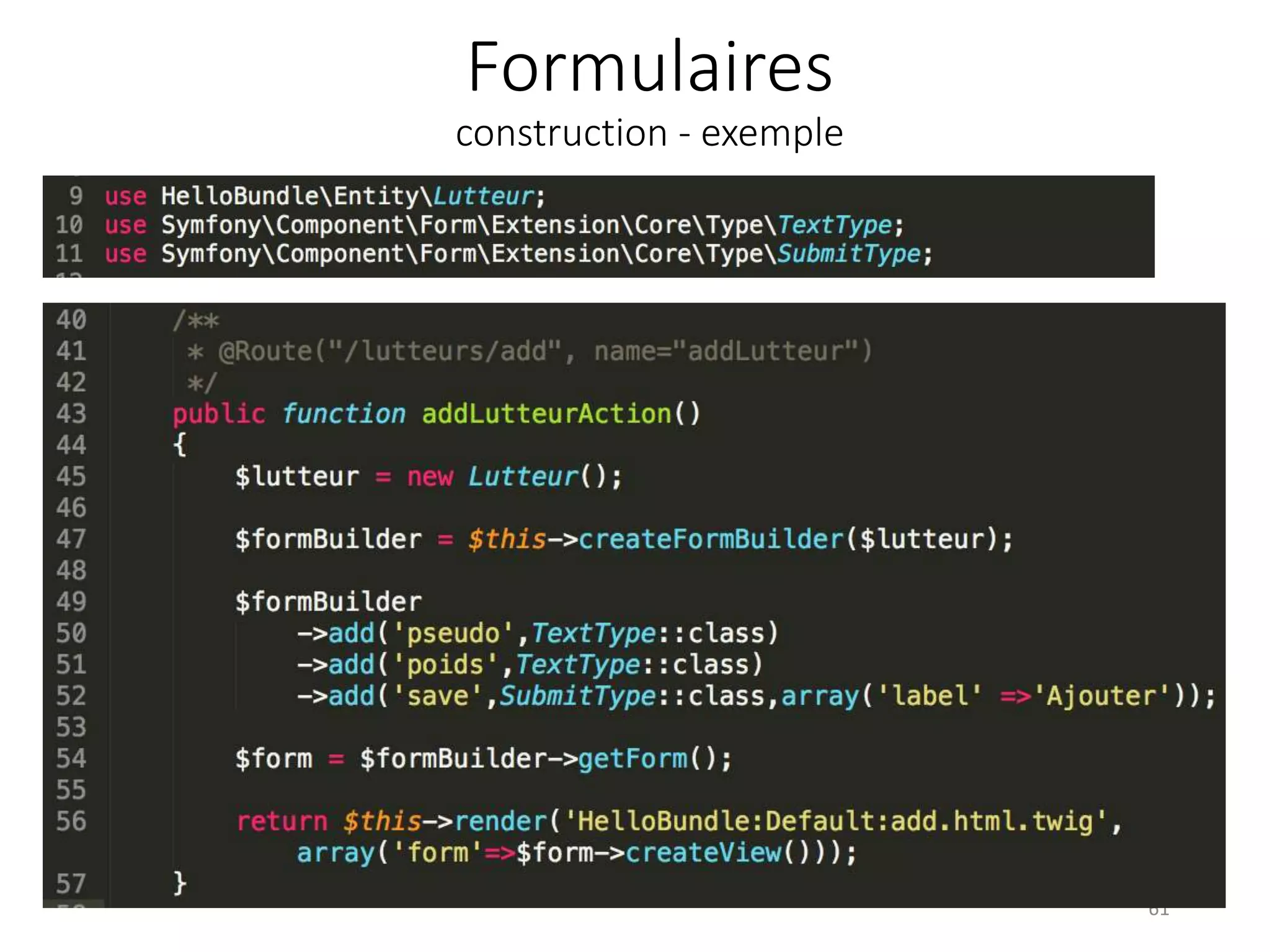 Formulaires construction - exemple 61 
