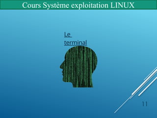 Cours Système exploitation LINUX
Le
terminal
11
 