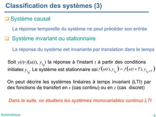 Cours1 Représentation des systèmes dynamiques continus LTI | PDF