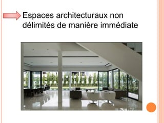 Espaces architecturaux non
délimités de manière immédiate
 