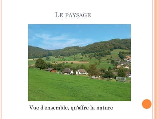 LE PAYSAGE
Vue d'ensemble, qu'offre la nature
 