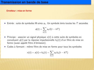 Emetteur : mise en forme
Transmission en bande de base
 