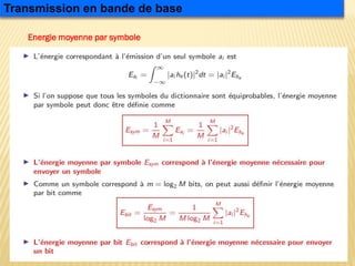 Energie moyenne par symbole
Transmission en bande de base
 