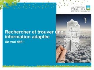 Rechercher et trouver une
information adaptée
Un vrai défi !
Copyright : Ben Heine
 