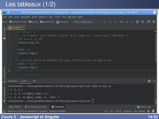 Les tableaux (1/2)
Cours 3 : Javascript et Angular 14/33
 