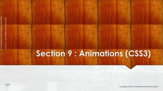 Technologies et Développement Web

Cours 3 – Les Feuilles de Styles (CSS)

117

Section 9 : Animations (CSS3)

Copyright © 2013, Mostefai Mohammed Amine

 