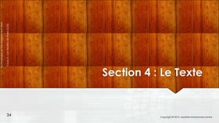 34

Cours 3 – Les Feuilles de Styles (CSS)

Technologies et Développement Web

Section 4 : Le Texte

Copyright © 2013, Mostefai Mohammed Amine

 