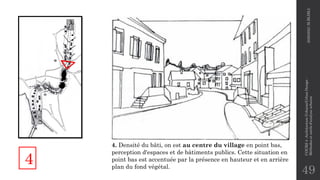 49
4. Densité du bâti, on est au centre du village en point bas,
perception d'espaces et de bâtiments publics. Cette situation en
point bas est accentuée par la présence en hauteur et en arrière
plan du fond végétal.
4
2020/2021
M.BLIBLI
COURS
4
-Architecture
Urbaine/Urban
Design
-
Méthodes
et
outils
d'analyse
urbaine
 