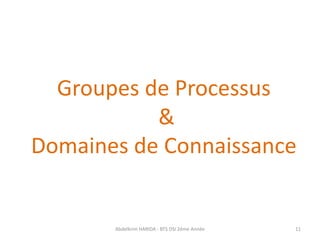 Groupes de Processus
&
Domaines de Connaissance
Abdelkrim HARIDA - BTS DSI 2éme Année 11
 