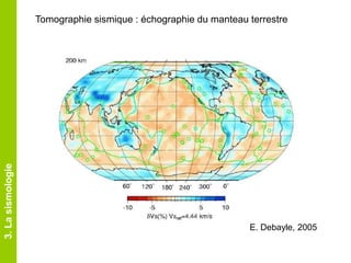 Tomographie sismique : échographie du manteau terrestre
3.Lasismologie
E. Debayle, 2005
 