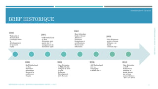 SECTION1:FAITSETHISTORIQUE
INTRODUCTION À SCRUM
BREF HISTORIQUE
5
1986
•Takeuchi et
Nonaka font
l’analogie entre
le
développement
et le jeu de
rugby
1995
•Jeff Sutherland
et Ken
Schwaber
présentent
Scrum à la
conférence
Oopsla
2001
•Jeff Sutherland
et Ken
Schwaber sont
parmi les 17
instigateurs du
manifeste agile
2001
•Ken Schwaber
et Mike Beedle
rédigent le livre
« Agile
Software
Development
with Scrum »
2002
•Ken Schwaber
fonde « Scrum
Alliance ».
Plusieurs
formations et
certifications
Scrum sont
effectuées.
2006
•Jeff Sutherland
crée sa
compagnie
« Scrum Inc »
2009
•Ken Schwaver
quitte « Scrum
Alliance » et
fonde
« Scrum.org »
2010
•Ken Schwaber
et Jeff
Sutherland
publient le
guide Scrum
qui a deux
autres éditions
: 2011 etn 2013
MÉTHODES AGILES | MOSTEFAI MOHAMMED AMINE | © 2017
 