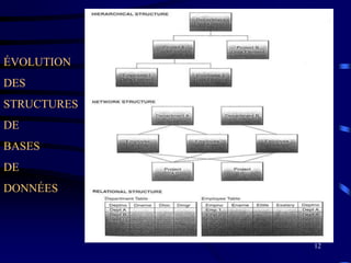 12
ÉVOLUTION
DES
STRUCTURES
DE
BASES
DE
DONNÉES
 