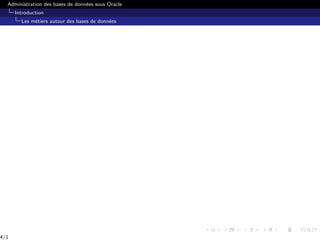 Administration des bases de données sous Oracle
Introduction
Les métiers autour des bases de données
4/1
 