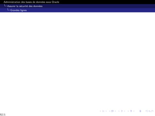 Administration des bases de données sous Oracle
Assurer la sécurité des données
Grandes lignes
52/1
 