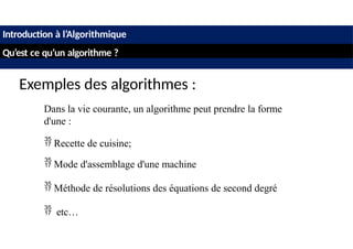 cours algorithme : une introduction au monde de la programmation | PPTX