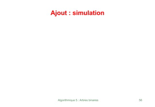 Algorithmique 5 : Arbres binaires 56
Ajout : simulation
 