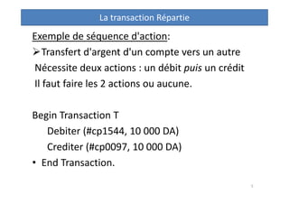 Exemple de séquence d'action:
Transfert d'argent d'un compte vers un autre
Nécessite deux actions : un débit puis un créd...