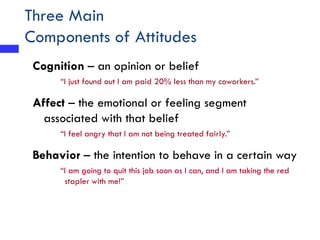 Attitudes Follow Behavior:
Cognitive Dissonance
Any inconsistency between two or more attitudes, or
between behavior and a...