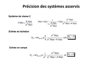 Précision des systèmes asservis
 